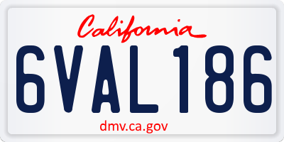 CA license plate 6VAL186
