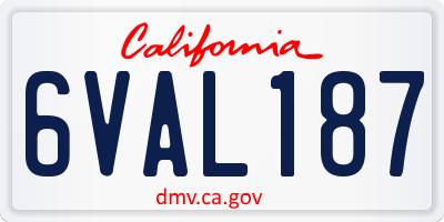 CA license plate 6VAL187