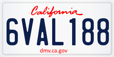 CA license plate 6VAL188