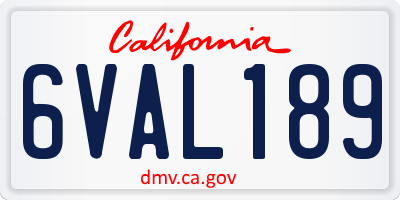 CA license plate 6VAL189