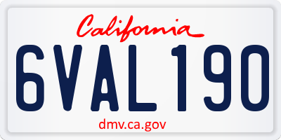 CA license plate 6VAL190