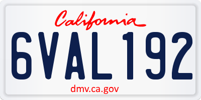 CA license plate 6VAL192