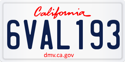CA license plate 6VAL193