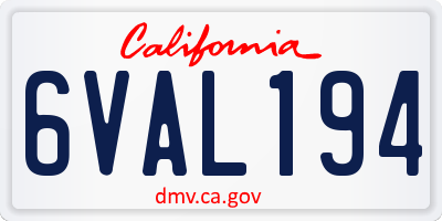 CA license plate 6VAL194