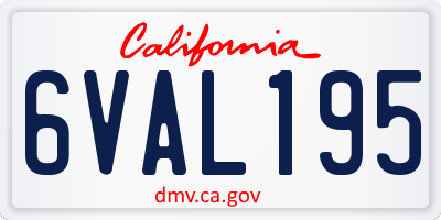 CA license plate 6VAL195