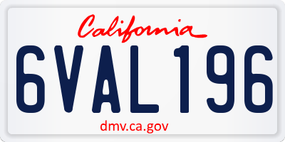CA license plate 6VAL196