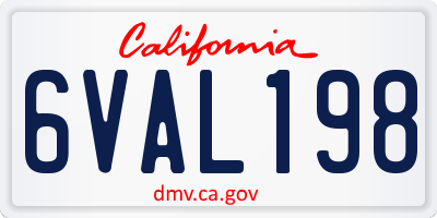 CA license plate 6VAL198