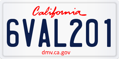 CA license plate 6VAL201