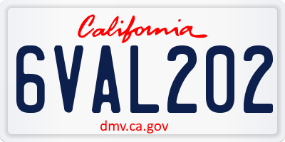 CA license plate 6VAL202