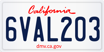 CA license plate 6VAL203