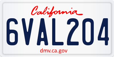 CA license plate 6VAL204