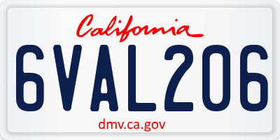 CA license plate 6VAL206