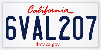 CA license plate 6VAL207