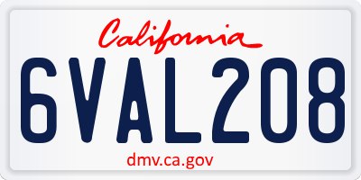CA license plate 6VAL208