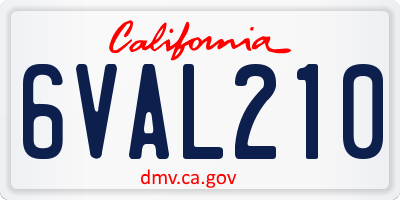 CA license plate 6VAL210