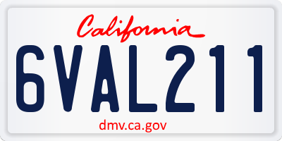 CA license plate 6VAL211