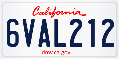 CA license plate 6VAL212