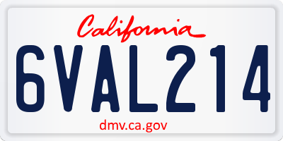 CA license plate 6VAL214