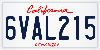 CA license plate 6VAL215