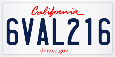 CA license plate 6VAL216