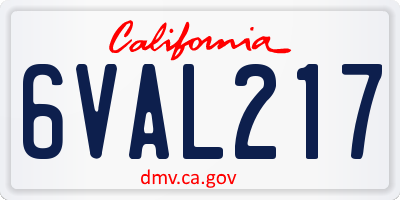CA license plate 6VAL217