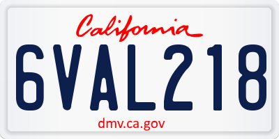 CA license plate 6VAL218