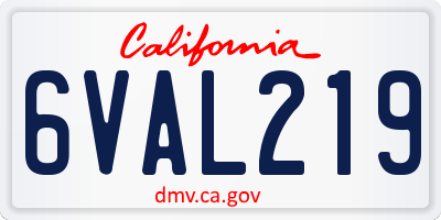 CA license plate 6VAL219