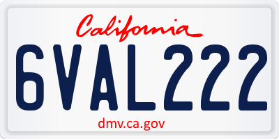 CA license plate 6VAL222