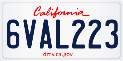 CA license plate 6VAL223