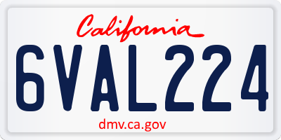 CA license plate 6VAL224