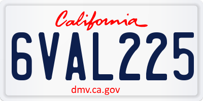 CA license plate 6VAL225