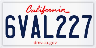 CA license plate 6VAL227