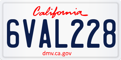 CA license plate 6VAL228