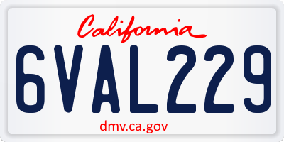 CA license plate 6VAL229
