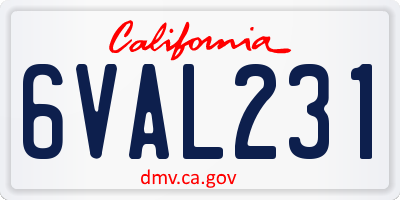 CA license plate 6VAL231