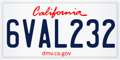 CA license plate 6VAL232