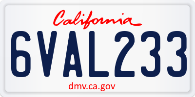 CA license plate 6VAL233