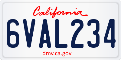 CA license plate 6VAL234