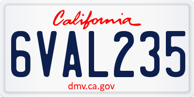 CA license plate 6VAL235