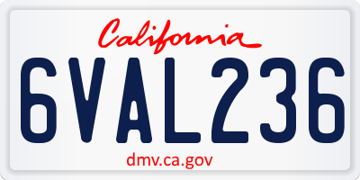 CA license plate 6VAL236