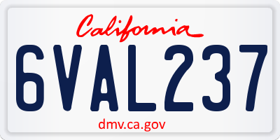 CA license plate 6VAL237