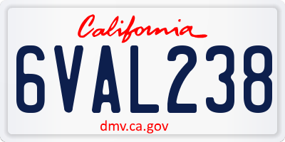 CA license plate 6VAL238