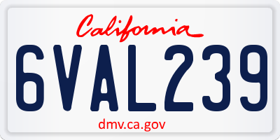 CA license plate 6VAL239