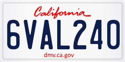 CA license plate 6VAL240