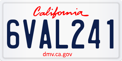 CA license plate 6VAL241