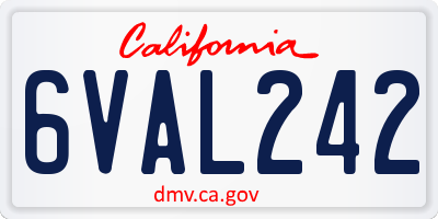CA license plate 6VAL242