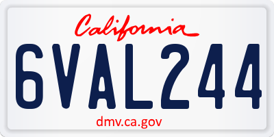 CA license plate 6VAL244