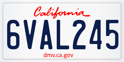 CA license plate 6VAL245