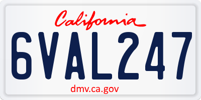 CA license plate 6VAL247