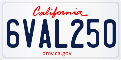CA license plate 6VAL250